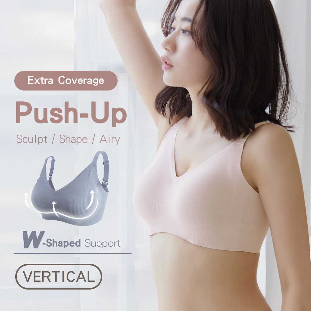 【Contour Fit】Full Support Seamless Wireless Bra - Striped